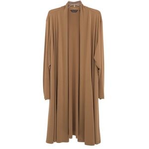 Susan Graver liquid knit Cardigan Women 3X Brown Open Front Duster